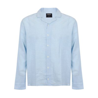 Camisa en Mezcla de Lino Jeanious Manga Larga para Hombre Plus