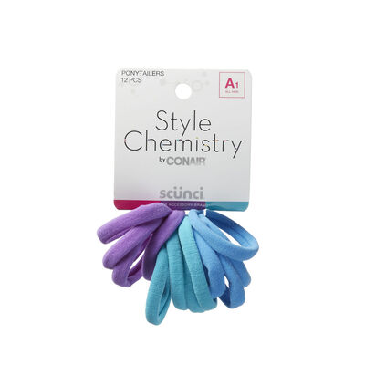 Ligas Elasticas Chemestry Azul Y Morado 12 Pzs Scunci
