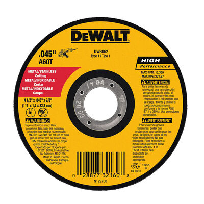 Disco Abrasivo Ultra Delgado 4 1/2" Corte en Metal DEWALT