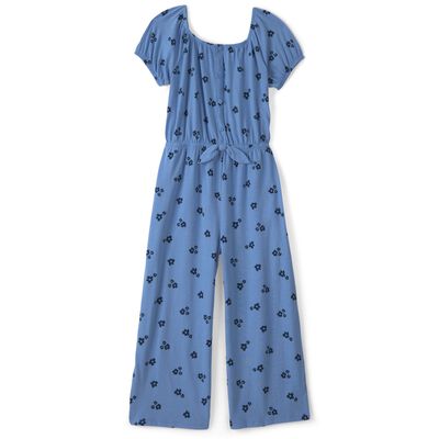 Jumpsuit Estampado Floral Carter's Azul Cuello Cuadrado y Manga Corta para Ni&ntilde;a