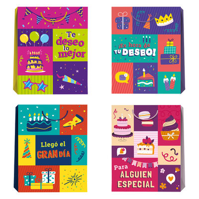 Bolsa Mediana Cumplea&ntilde;os Mate Varios Modelos 1 Pieza