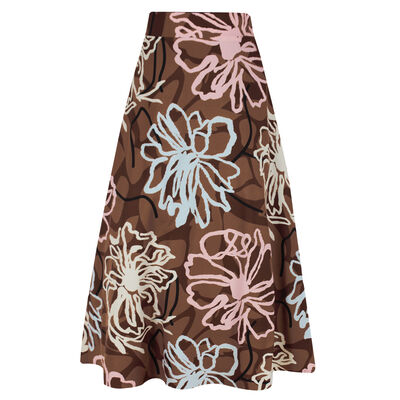 Falda L&iacute;nea A Estampado Pinceladas Florales Basel Para Mujer