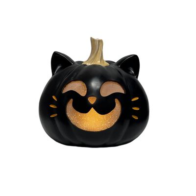 Calabaza Gato Negro Con Luz Gto