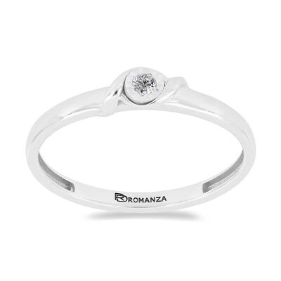 Solitario Oro Blanco 14K y 0.03 ct Diamante Romanza