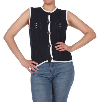 Chaleco de Punto Calado Botones OVS para Mujer