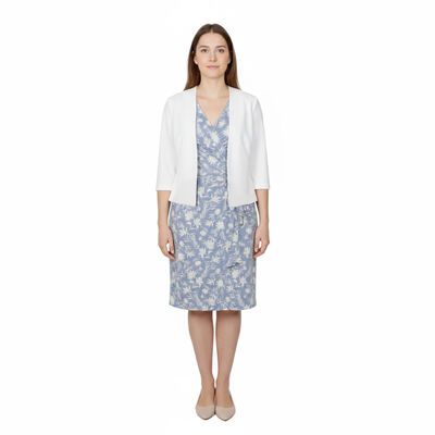 Conjunto de 2 Piezas de Saco Liso y Vestido Estampado Diva para Mujer