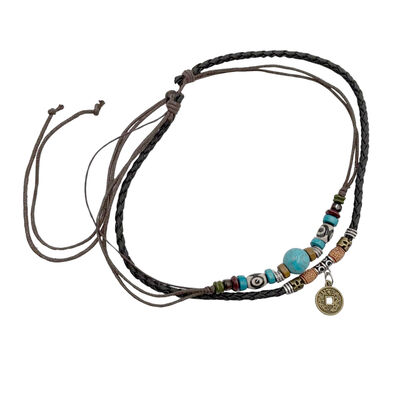 Collar Doble Cuero N Aktuales para Hombre