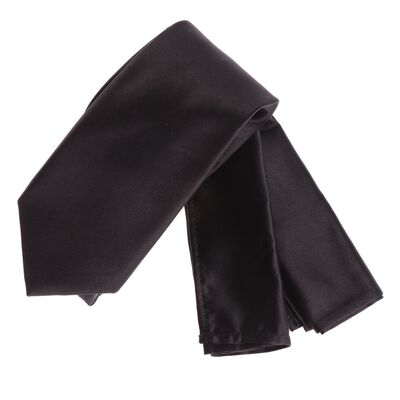 Set Corbata y Pa&ntilde;uelo Hombre Negro Poli&eacute;ster Carlo Corinto