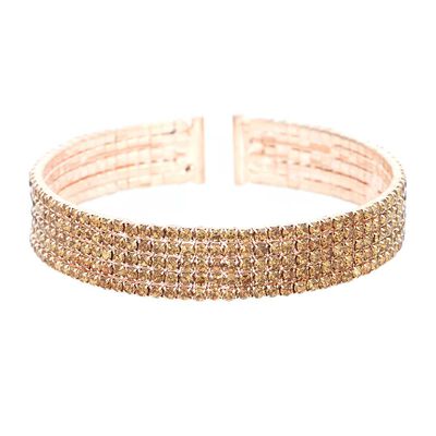 Pulsera Bangle Brillante de Cristales Champagne en Oro Rosa Westies