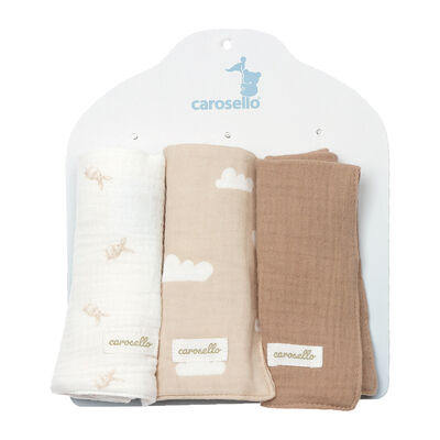 Pack 3 Toallitas Faciales Muselina CAROSELLO para Beb&eacute;