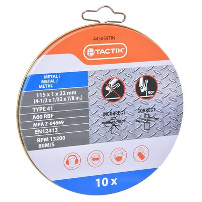 Juego 10pz Discos Corta Metal 115*1*22mm T41 Tactix