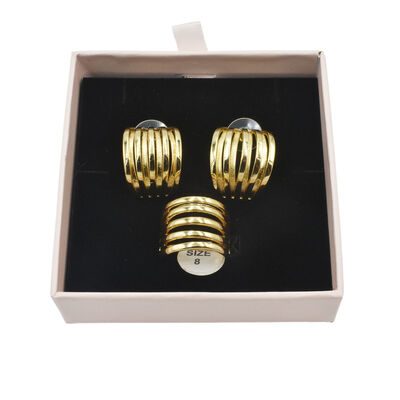 Set De Aretes Y Anillo Dorado Lulu