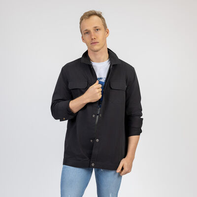 Sobrecamisa Regular Fit Nautica Negra Manga Larga para Homnbre