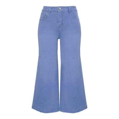 Jeans Corte Wide Leg Cropped Beronna Jeans para Mujer Petite