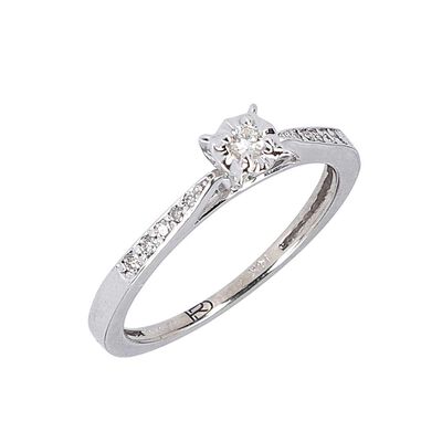 Anillo Solitario Ilusi&oacute;n Oro 14K Romanza