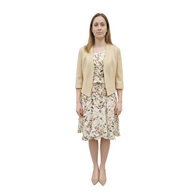 Conjunto de 2 Piezas de Saco Liso y Vestido Estampado Diva para Mujer