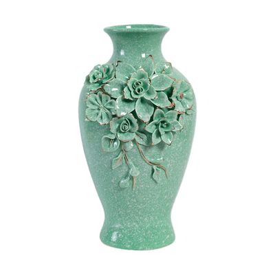 Vasija Vintage Home Texture Flower Aqua