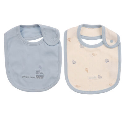 Set 2 Baberos Estampado Tren Algod&oacute;n Carosello Beb&eacute; Ni&ntilde;o