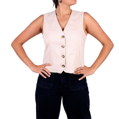 Chaleco Lino Algod&oacute;n con Botones Arqueology para Mujer