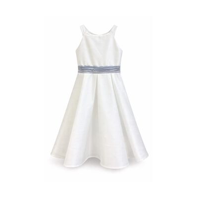 Vestido de Ceremonia sin Mangas Pink Gallery con Cinto Azul para Ni&ntilde;a
