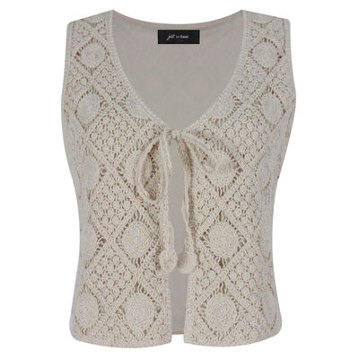 Chaleco De Crochet "Ethereal Bloom" Para Mujer Petite Just By Basel