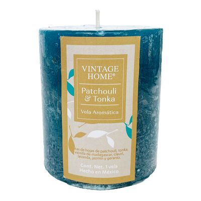 Vela Pillar Patchouli & Tonka 3X4 Vintage Home