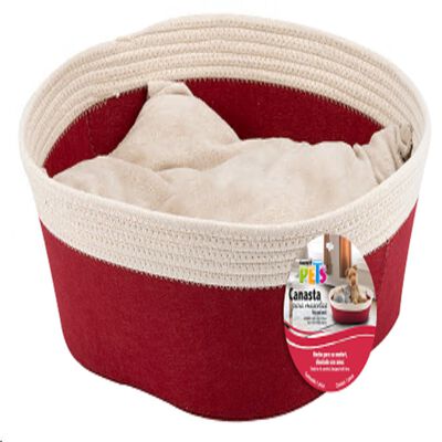 Canasta De Tela Para Mascota Rojo Rubi