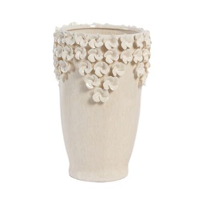 Vasija Vintage Home en Cer&aacute;mica Applique Flower
