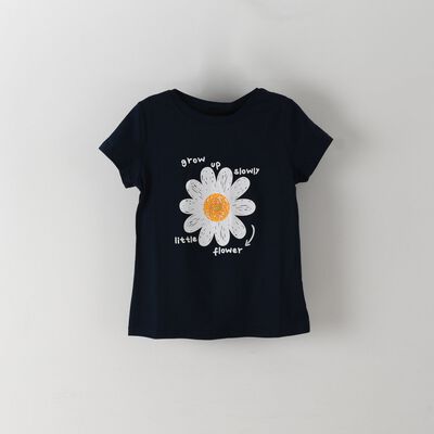 Playera Dise&ntilde;o Hot Fix en Flor Studio Si Manga Corta para Ni&ntilde;a