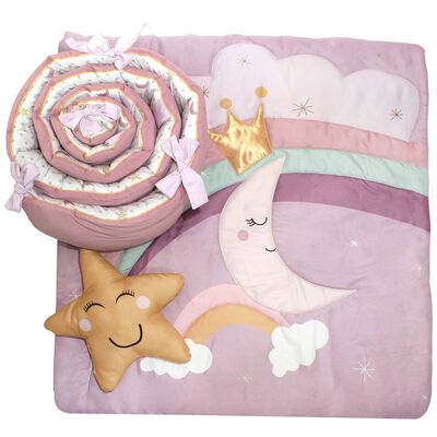 Juego de Cuna Cary Princesa Luna 95x140 cm 4 Piezas Lila