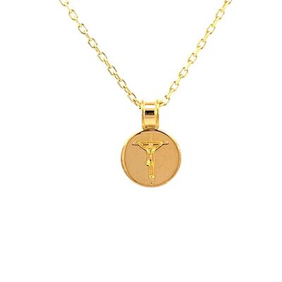 Crucifijo Redondo Cadena Ajustable Plata .925 Mae