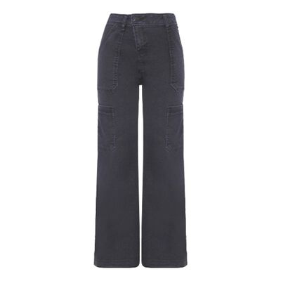 Jeans Corte Recto Con Bolsas Cargo para Mujer Junior