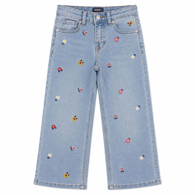 Jeans Bordado Flores Mezclilla Jeanious para Ni&ntilde;a Toddler