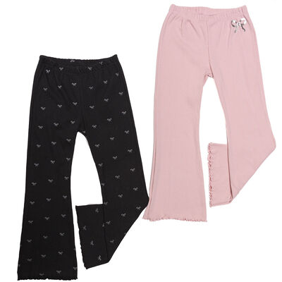2 Pack Leggins Acampanados con Dise&ntilde;o Being 2 Nice para Ni&ntilde;a