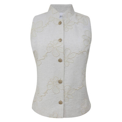 Chaleco color arena con bordado floral para Mujer ELLE