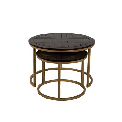 Set 2 Mesas Nesting Vintage Home Brown Metal Mesas Gold