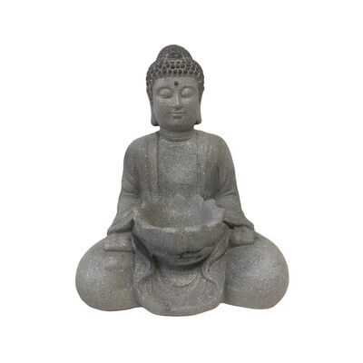 Figura Decorativa Buda Sentado Vintage Home Flor Loto Stone