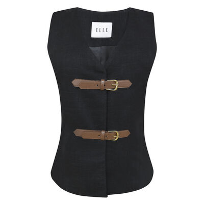 Chaleco color negro con hebillas para Mujer ELLE