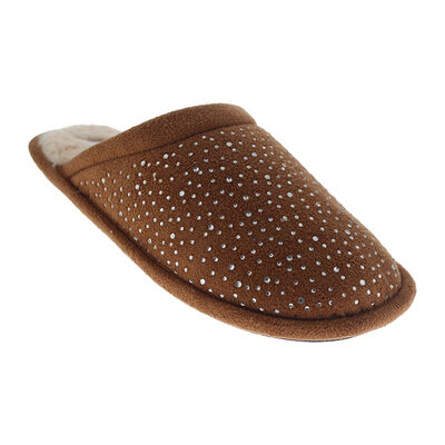 Pantufla con Brillos Comfort Fit Caf&eacute; para Mujer