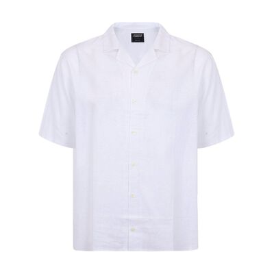 Camisa en Mezcla de Lino Jeanious Manga Corta para Hombre Plus