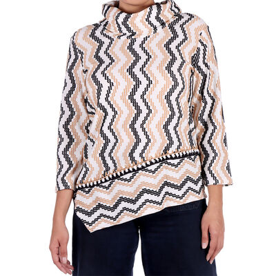 Su&eacute;ter Capa Asim&eacute;trica Zig-Zag Ruby RD para Mujer