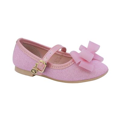 Balerina Brillos Rosa Coqueta Ajuste Hebilla con Aplicaci&oacute;n Mo&ntilde;o para Ni&ntilde;a
