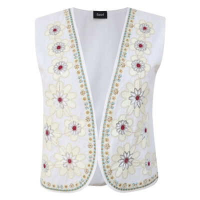 Chaleco estilo &eacute;tnico abierto bordado floral para Mujer BASEL
