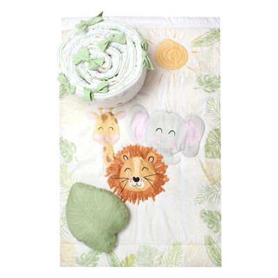 Juego de Cuna Cary Safari 95x140 cm Verde 4 Piezas