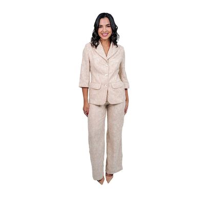 Conjunto de 2 Piezas Saco Solapa y Pantal&oacute;n Rayas La Difference para Mujer